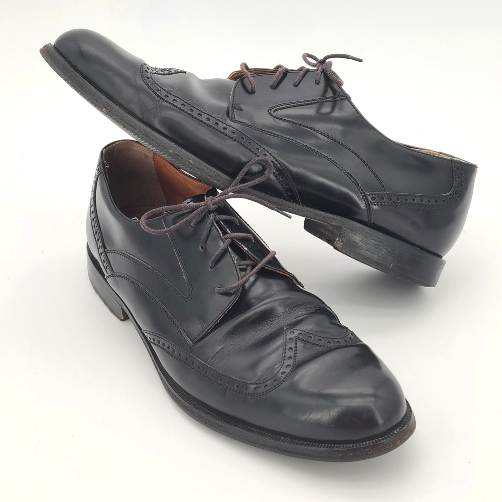 Bostonian Florentine 24890 Men's 10.5 M Black Leather Wingtip Oxford Italy